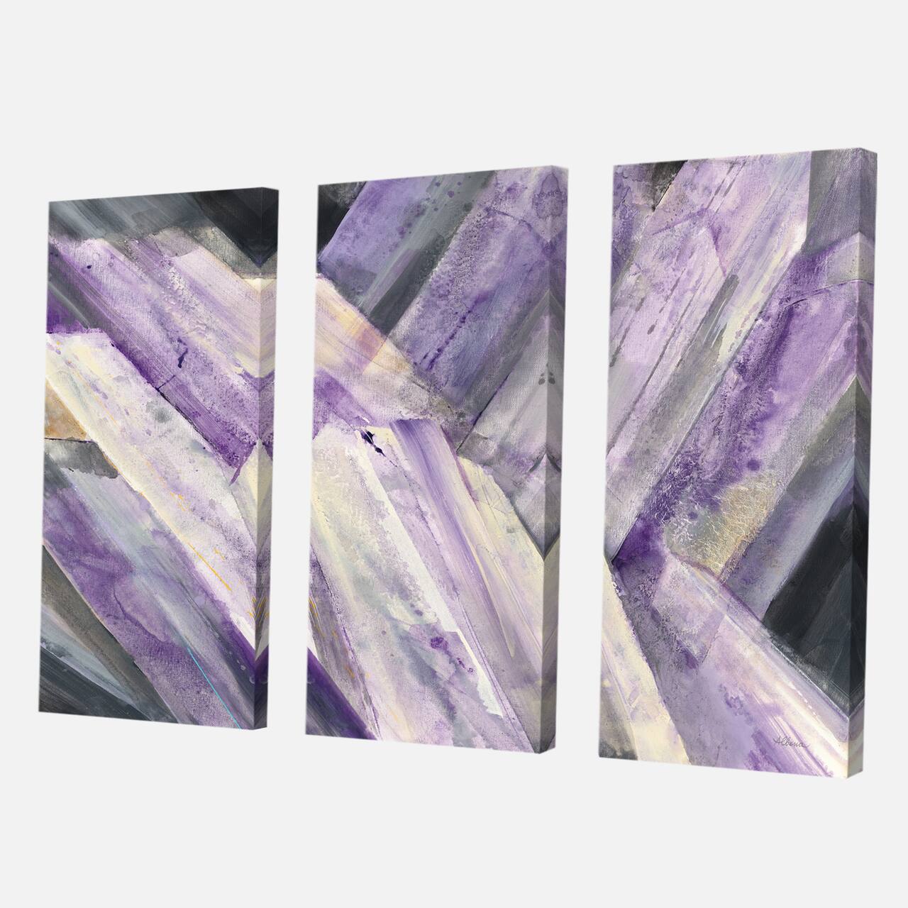 Designart - Geometric Purple Glacier - Modern Farmhouse Premium Canvas Wall Art